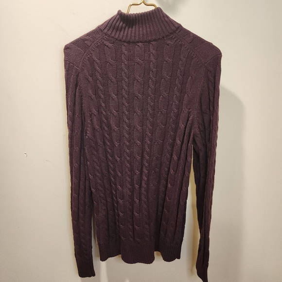 Land's End Drifter Burgundy Men's quarter zip 100% cotton Sweater size S - Picture 5 of 9